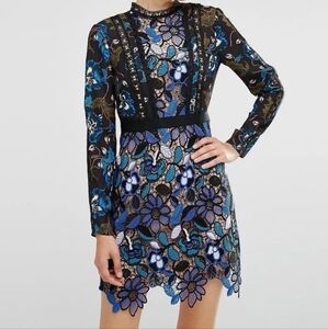 Renvy Crochet Mini Dress Turquoise/Blue/Black/White NWOT Small